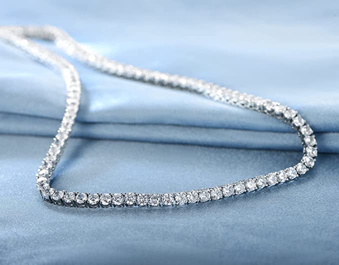 16-22 Inch 4mm Tennis Necklace prong Setting Round Cut Cubic Zirconia