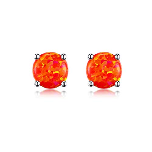 GEMSME 18K White Gold Plated Opal Stud Earrings Sensitive Ears for Women