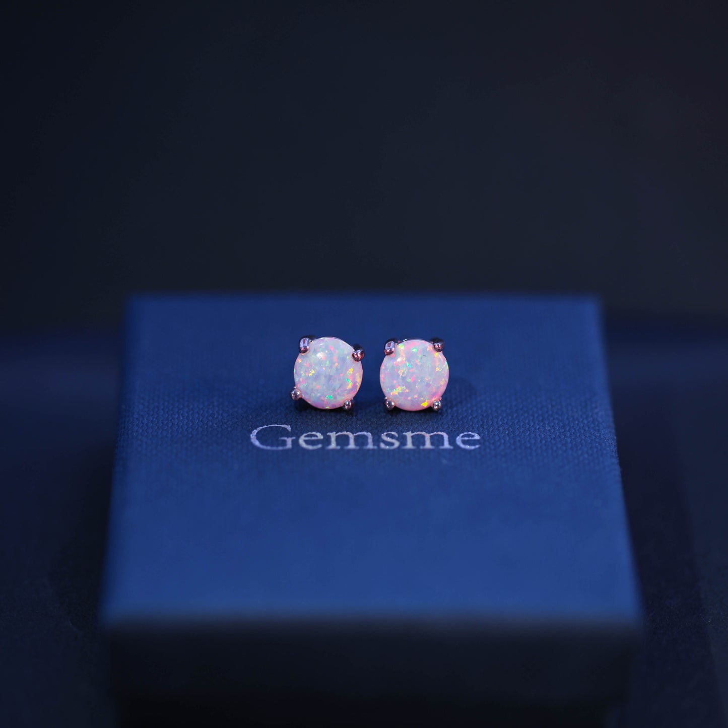 GEMSME Rose Gold Plated Opal Stud Earrings