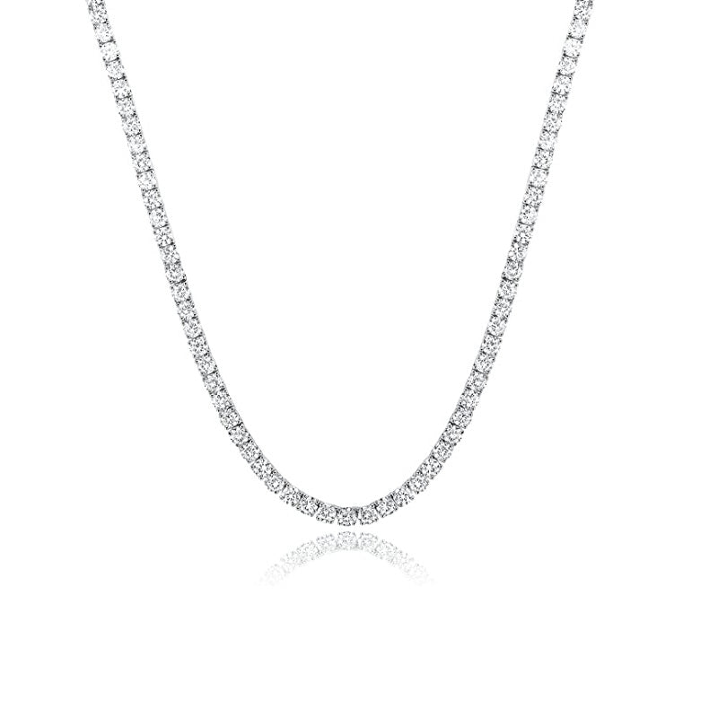 16-22 Inch 4mm Tennis Necklace prong Setting Round Cut Cubic Zirconia