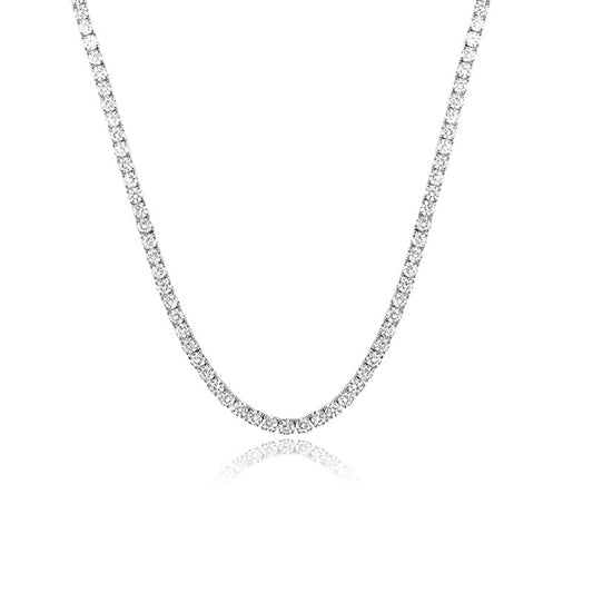 16-22 Inch 4mm Tennis Necklace prong Setting Round Cut Cubic Zirconia