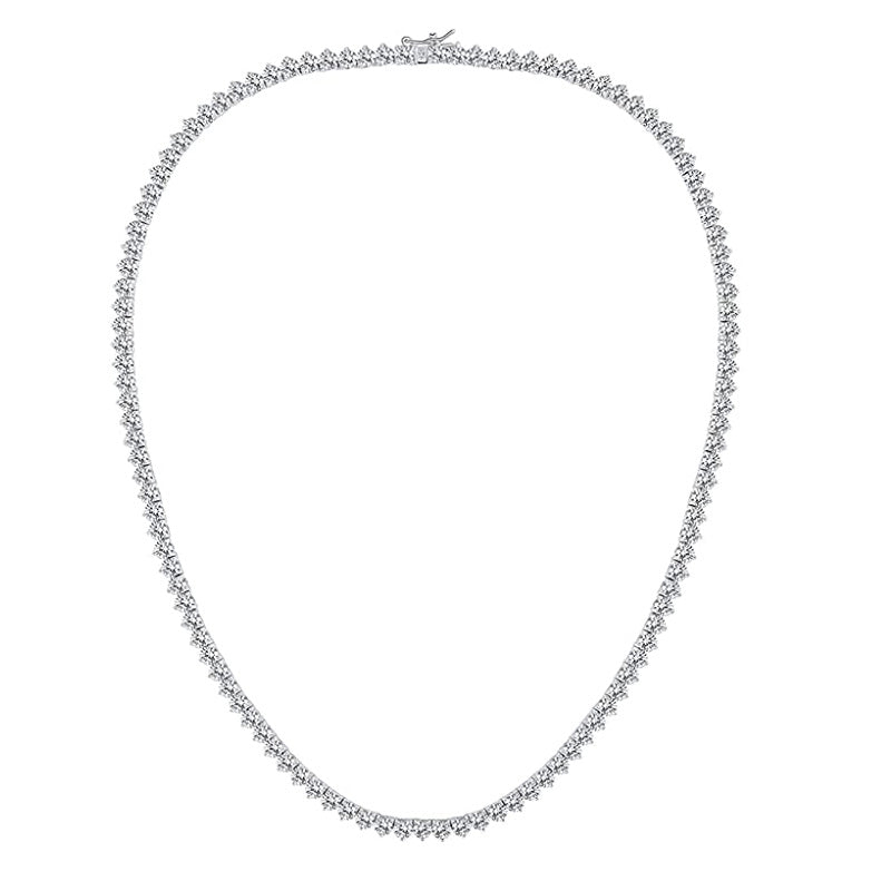 16-24 Inch 4mm Classic Tennis Necklace 18K White Gold Plated  with Cubic Zirconia