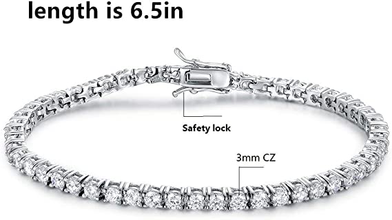 3mm Tennis Bracelet 18K Gold Plated Cubic Zirconia 5.5-8.5 Inch