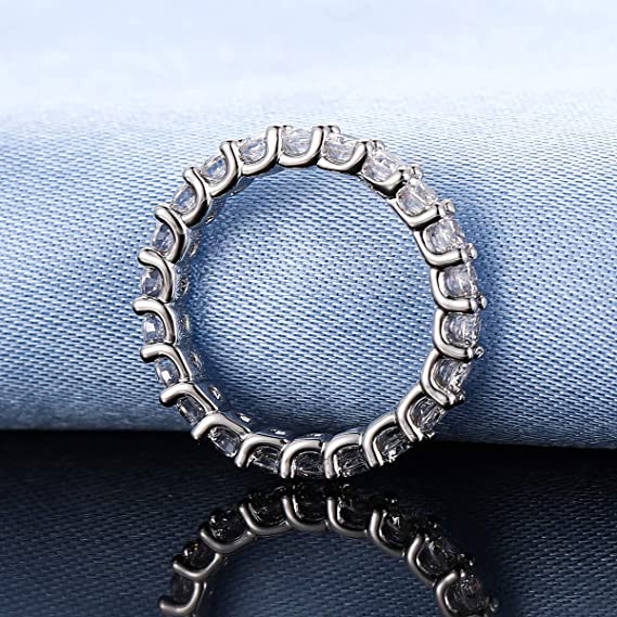 5-10 Inch 3mm 18K White Gold Plated Eternity Stackable Statement Ring for Women