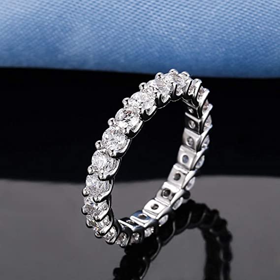 5-10 Inch 3mm 18K White Gold Plated Eternity Stackable Statement Ring for Women