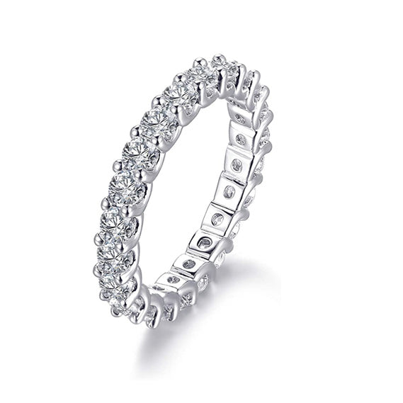 5-10 Inch 3mm 18K White Gold Plated Eternity Stackable Statement Ring for Women