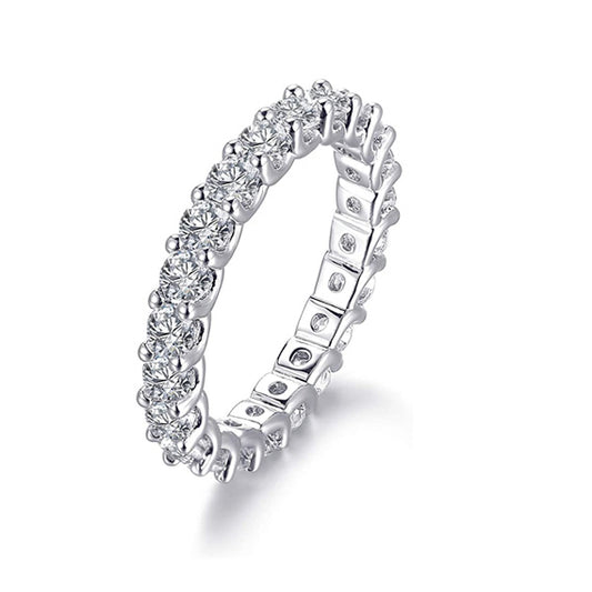 5-10 Inch 3mm 18K White Gold Plated Eternity Stackable Statement Ring for Women