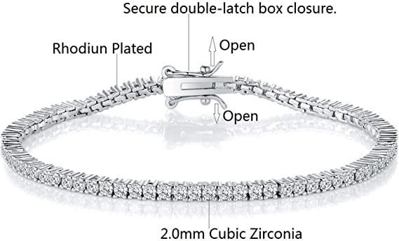 2mm Classic Tennis Bracelet Round Cubic Zirconia