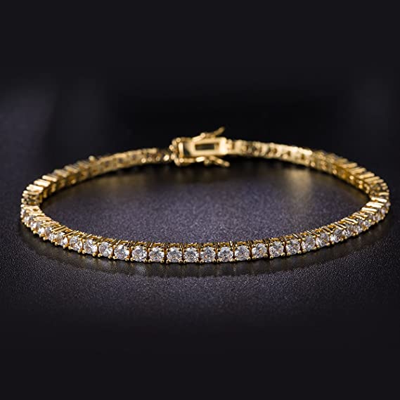 3mm Tennis Bracelet 18K Gold Plated Cubic Zirconia 6-8.5 Inch
