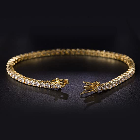 3mm Tennis Bracelet 18K Gold Plated Cubic Zirconia 6-8.5 Inch