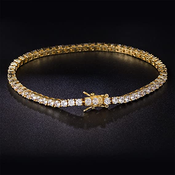 3mm Tennis Bracelet 18K Gold Plated Cubic Zirconia 6-8.5 Inch