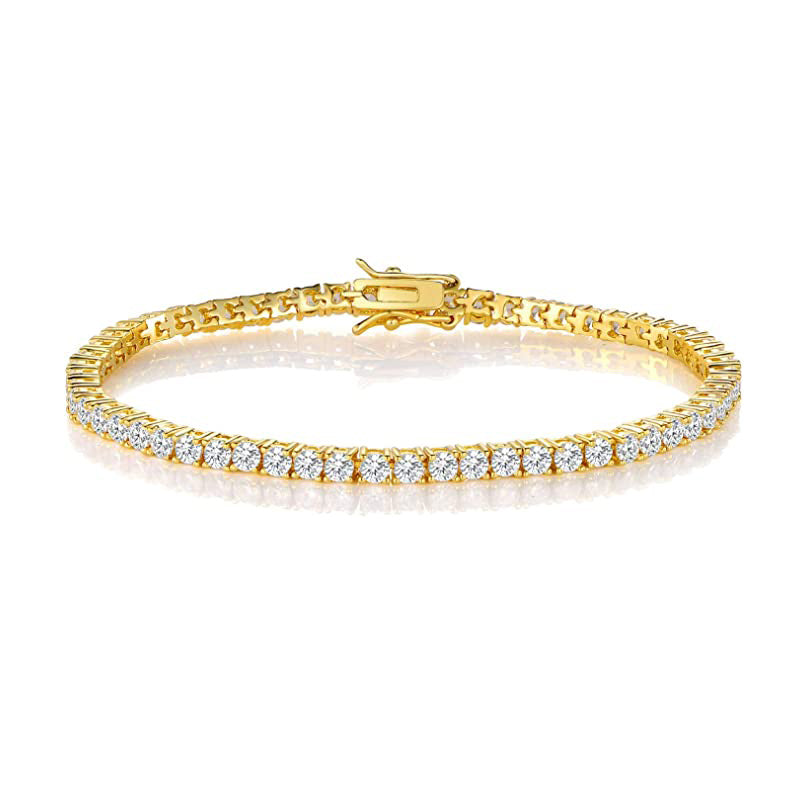 3mm Tennis Bracelet 18K Gold Plated Cubic Zirconia 6-8.5 Inch