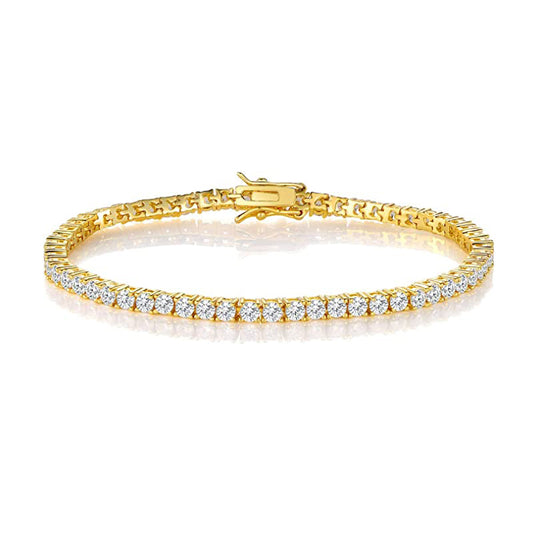 3mm Tennis Bracelet 18K Gold Plated Cubic Zirconia 6-8.5 Inch