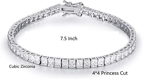 4mm Classic Tennis Bracelet Round Cubic Zirconia 6.5-8.5 Inch