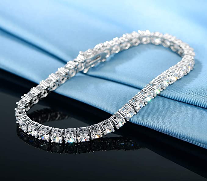 4mm Classic Tennis Bracelet Round Cubic Zirconia 6.5-8.5 Inch