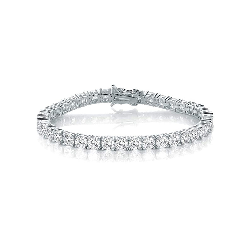 6mm Tennis Bracelet 18K White Gold Plated Round Cubic Zirconia 6-8.5 Inch