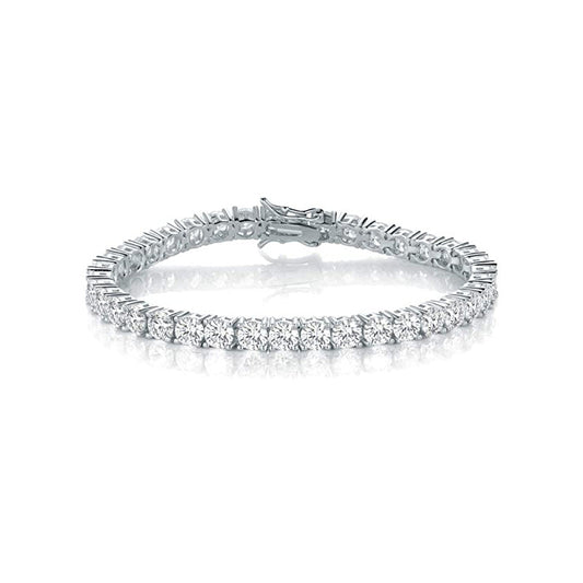 6mm Tennis Bracelet 18K White Gold Plated Round Cubic Zirconia 6-8.5 Inch