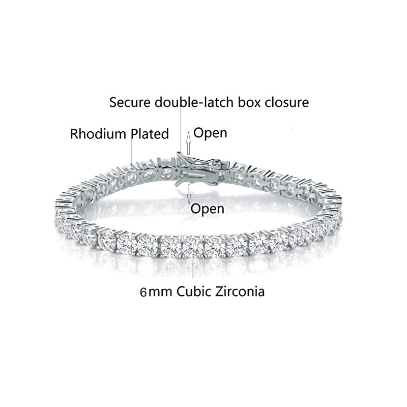 5mm Tennis Bracelet Round Cubic Zirconia 6.5/7/8 Inch