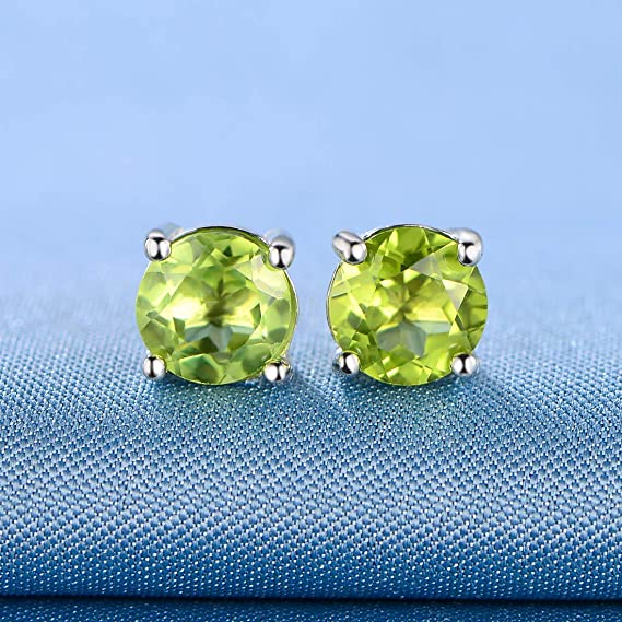 6mm Sterling Silver Stud Earrings  Green Gemstone Hypoallergenic Jewelry for Women