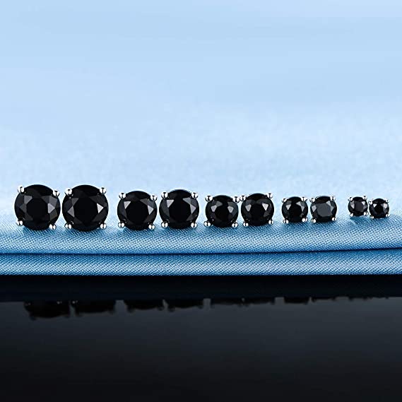 Pack of 5 Pairs 3-7mm Stud Earrings 18K White Gold Plated Black Cubic Zirconia