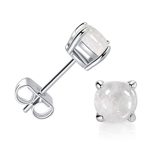 GEMSME 925 Sterling Silver Moonstone Tapoz Birthstone Stud Earrings Hypoallergenic Jewelry for Women (moonstone)…
