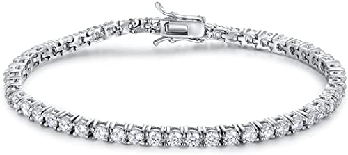 GMESME 18K White Gold Plated 3.0mm Cubic Zirconia Classic Tennis Bracelet 6/6.5/7/7.5/8/8.5/9 Inch