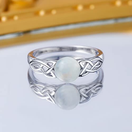 18K White Gold Filled 925 Sterling Silver 7.00mm Moonstone Victorian Style Solitaire Ring for Women