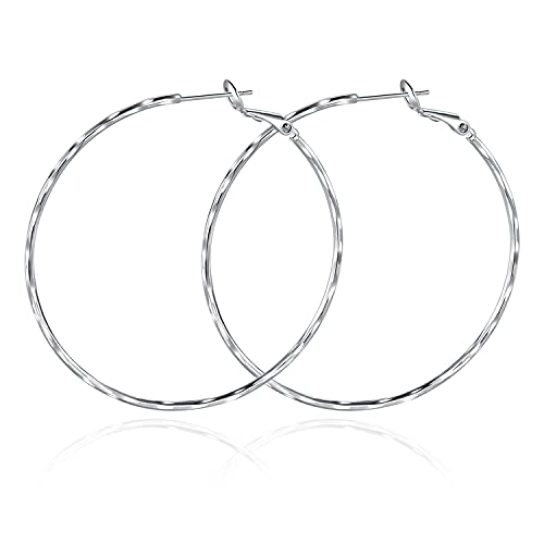 GEMSME 18K Gold Plated Hoop Earrings for Women Lightweight Gold Hoop Earrings Hypoallergenic Big Hoop Earrings Thin Gold Hoops Women Earrings Gold Plated Loop Earrings for Women Size 35mm / 50mm