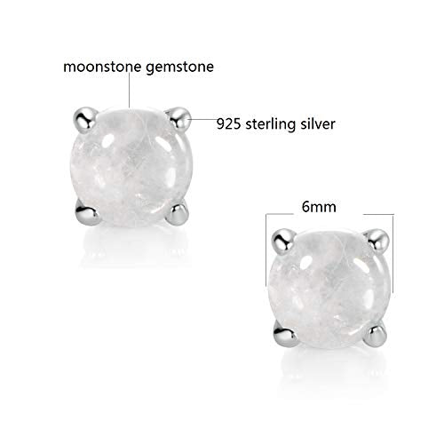 GEMSME 925 Sterling Silver Moonstone Tapoz Birthstone Stud Earrings Hypoallergenic Jewelry for Women (moonstone)…