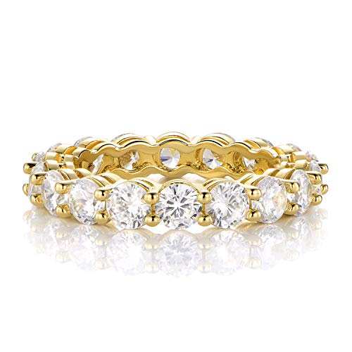 Gemsme 18K Yellow Gold Plated Tennis Necklace/Bracelet/Earrings/Band Ring Sets Pack of 4