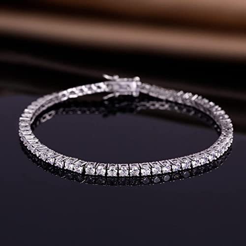 GMESME 18K White Gold Plated 3.0mm Cubic Zirconia Classic Tennis Bracelet 6/6.5/7/7.5/8/8.5/9 Inch
