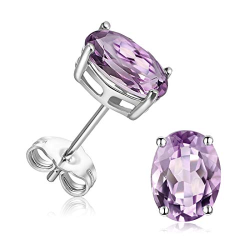 GEMSME 925 Sterling Silver Purple Tapoz Spinel Birthstone Stud Earrings Hypoallergenic Jewelry for Women (purple gemstone)…