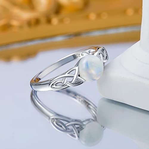 18K White Gold Filled 925 Sterling Silver 7.00mm Moonstone Victorian Style Solitaire Ring for Women