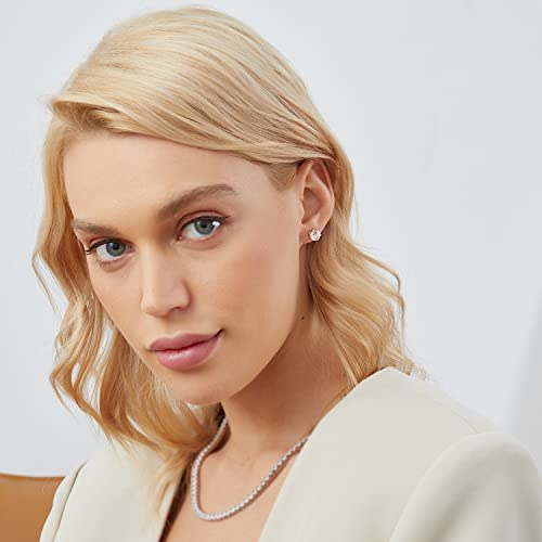 GEMSME 18K Yellow Gold Plated Round Cubic Zirconia Stud Earrings Pack of 6