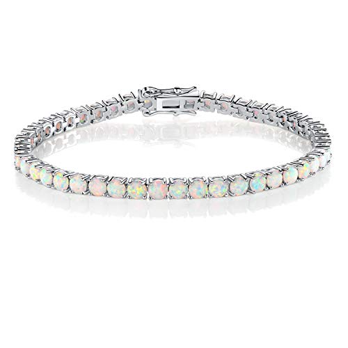 18k White Gold Plated Opal Tennis Braceelet/Earrings/Rings Created Jewelry Sets for Women