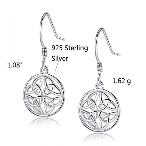 GEMSME 18K White Gold Plated Celtic Knot Round Hook Drop Dangle Earrings Hypoallergenic Jewelry for Women Girl