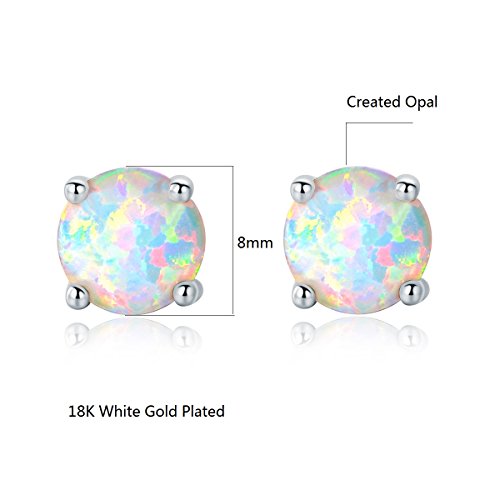 18K White Gold/Rose Gold Plated Round/Heart Opal Stud Earrings For Women