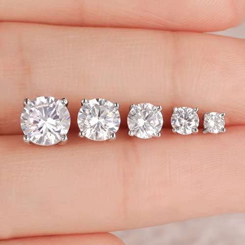 18K Yellow Gold / White Gold Plated Stud Earrings 4 Prong Brilliant Round Cut 3-7MM Cubic Zirconia Earring Studs Set