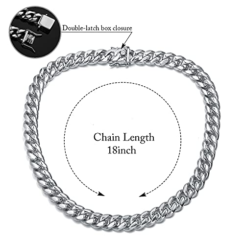 GEMSME Cuban Link Chain Necklace for Men & Women Surgical Stainless Steel Miami Choker Necklace 18 inch