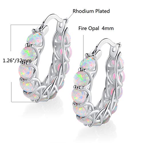 GEMSME 14K Gold Plated Crystal Hoop Earrings for Women (opal earrings)