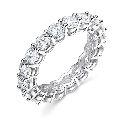18K White Gold Filled Cubic Zirconia Eternity Band Ring for Women