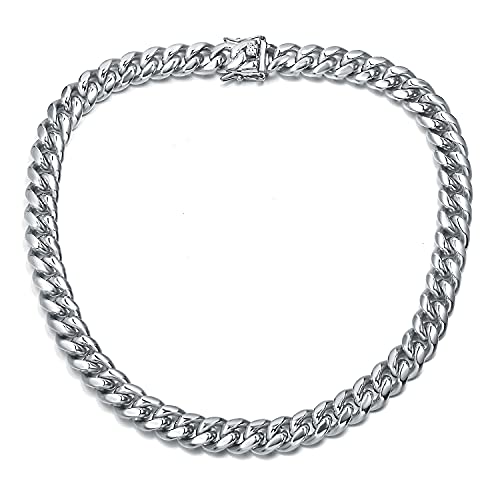 GEMSME Cuban Link Chain Necklace for Men & Women Surgical Stainless Steel Miami Choker Necklace 18 inch