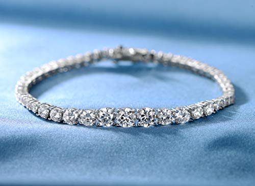 Gemsme 18K White Gold Plated Graduated Round Cubic Zirconia Tennis Necklace/Bracelet/Earrings Sets Pack of 3