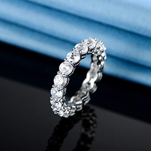18K White Gold Filled Cubic Zirconia Eternity Band Ring for Women