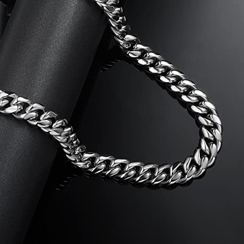 GEMSME Cuban Link Chain Necklace for Men & Women Surgical Stainless Steel Miami Choker Necklace 18 inch