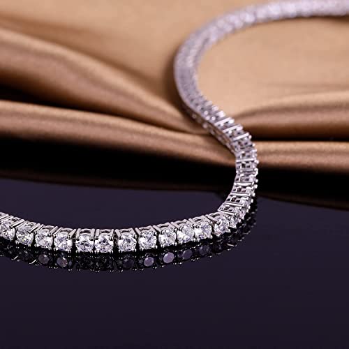 GMESME 18K White Gold Plated 3.0mm Cubic Zirconia Classic Tennis Bracelet 6/6.5/7/7.5/8/8.5/9 Inch