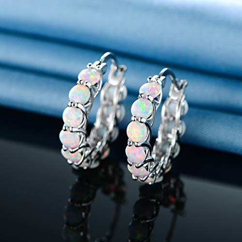 GEMSME 14K Gold Plated Crystal Hoop Earrings for Women (opal earrings)