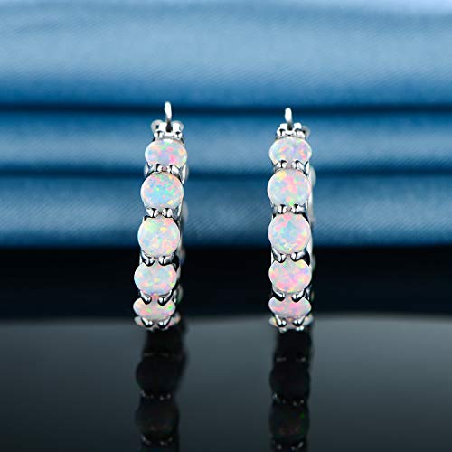 GEMSME 14K Gold Plated Crystal Hoop Earrings for Women (opal earrings)