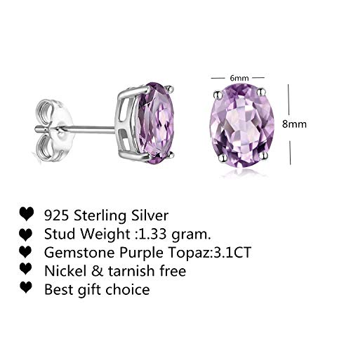 GEMSME 925 Sterling Silver Purple Tapoz Spinel Birthstone Stud Earrings Hypoallergenic Jewelry for Women (purple gemstone)…