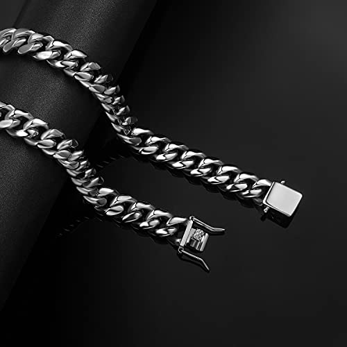 GEMSME Cuban Link Chain Necklace for Men & Women Surgical Stainless Steel Miami Choker Necklace 18 inch
